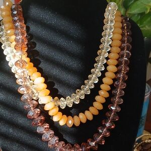 Chic Amber and Brown Beaded Necklace